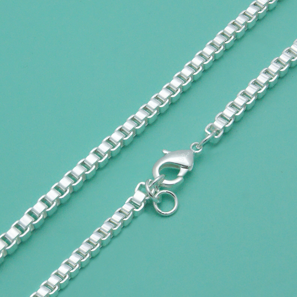 Chokers Classic Really 100% 925 Sterling Silver Box Chain Necklace Fashion Men Women 3mm 18-26 inch Choker Hip-hop Punk Jewelry 230920