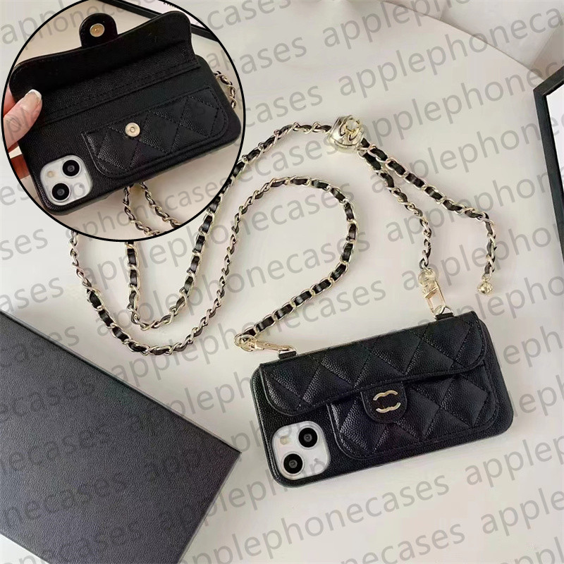 Crossbody Phone Case for Apple iPhone 16 Pro Max 15 Pro Max 14 13 12 11 16 Plus 15 Plus Phonecase Designer Card Holder Leather iPhone Case Handbag Case Chain Strap Lanyard