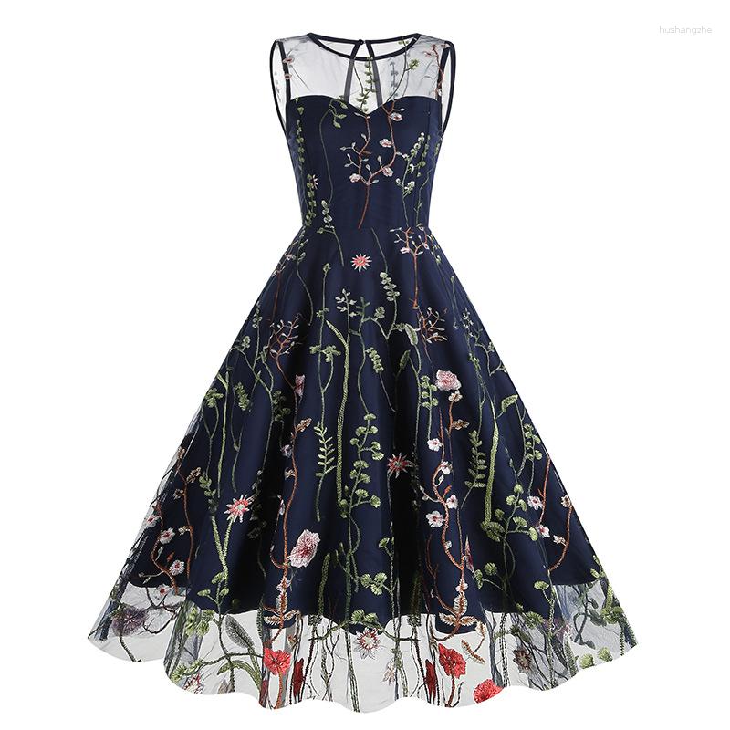Casual Dresses Y2k Embroidery Retro Party Night Dress Summer Contrast Sexy Slim Fit Women High Waist Wedding Birthday Vestidos