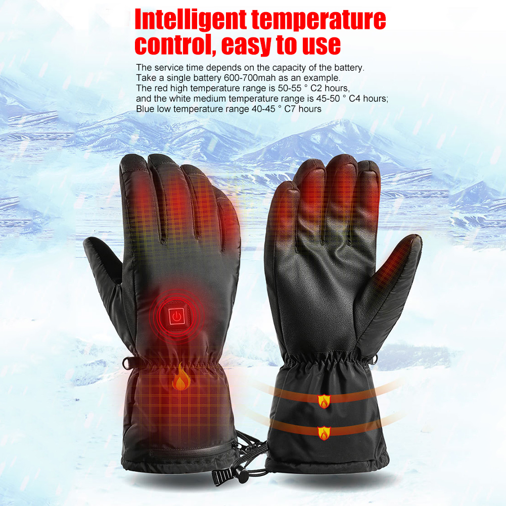 Ski Gloves USB Electric Heated Touch Screen Motorbike Racing Riding Winter Motorcycle Thermal Fleece Lined 230921