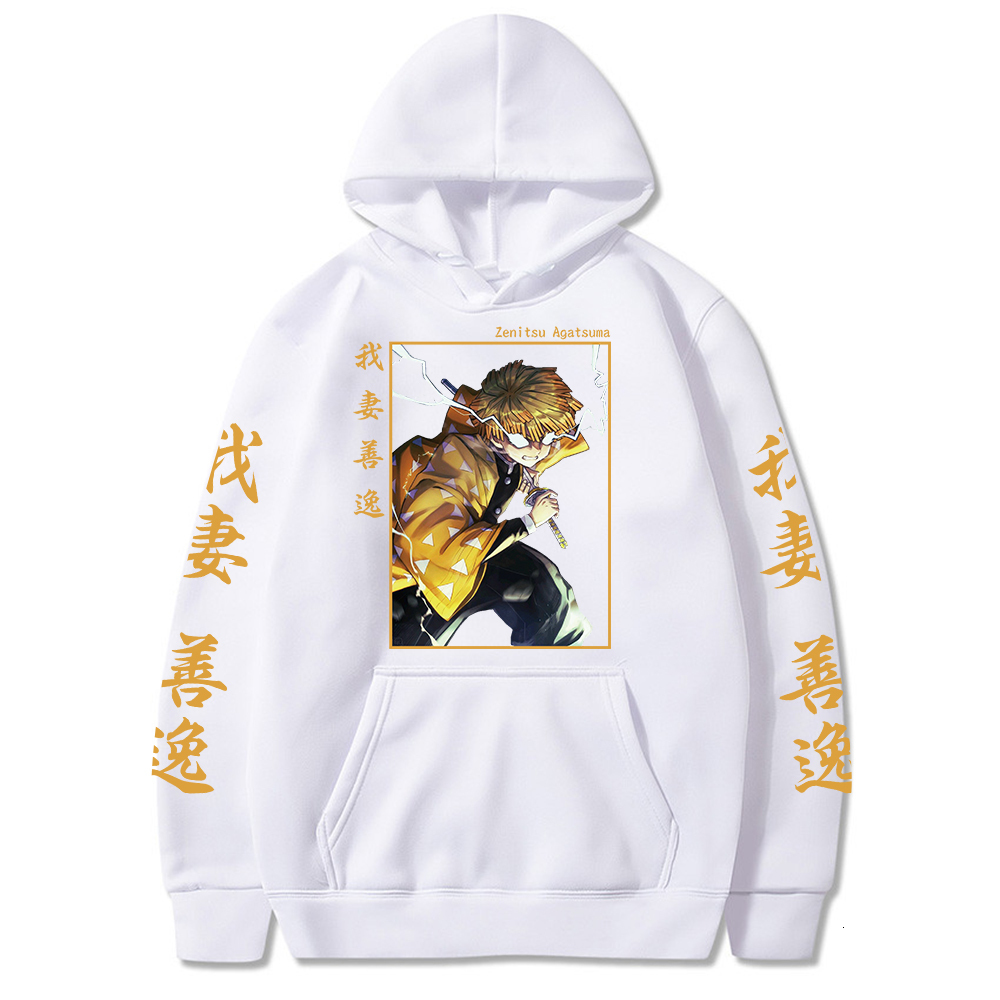 Men's Hoodies Sweatshirts Anime Demon Slayer Hoodie Agatsuma Zenitsu Printed Long Sleeve Oversized Hip Hop Sweatshirt Harajuku Casual Warm Spring