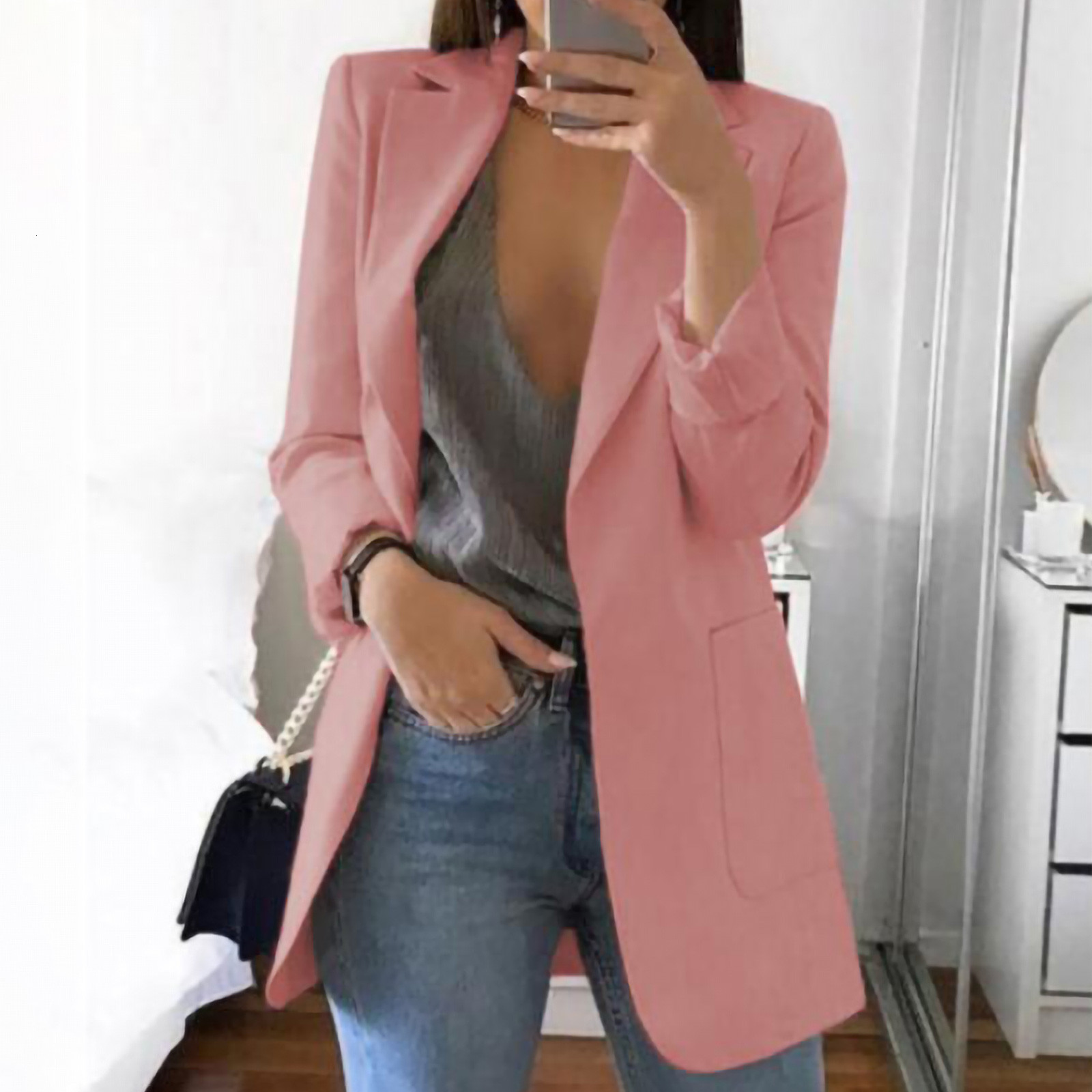 Women's Suits Blazers Women Long Sleeve Work Suit Office Lady Elegant Windproof Blazer Fashion Basic Trench Coat Coats 230920