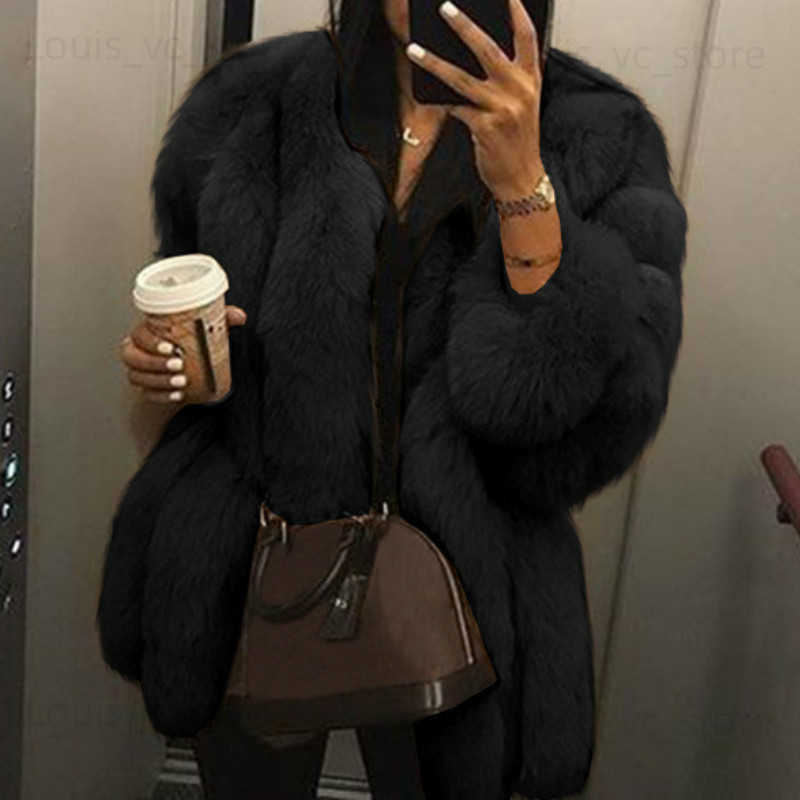 Womens Fur Faux Fur Women Winter Fall Fashion Faux Fur Coat Solid Short Warmth Clause Jackets Ladies Long Puff Sleeve Outerwear Elegant Streetwear T23