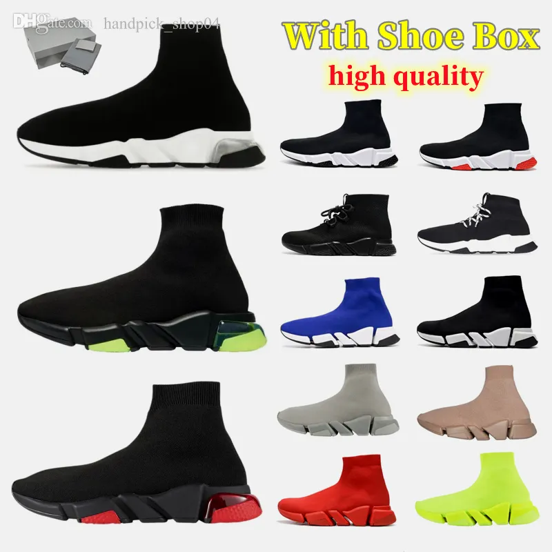 Speed 2.0 Fashion White Black Casual Shoes Platform 1.0 Trainer Lace-up Sock Shoe Womens Men Sneakers Designer Shiny Knit Runner Sneaker Paris Boots