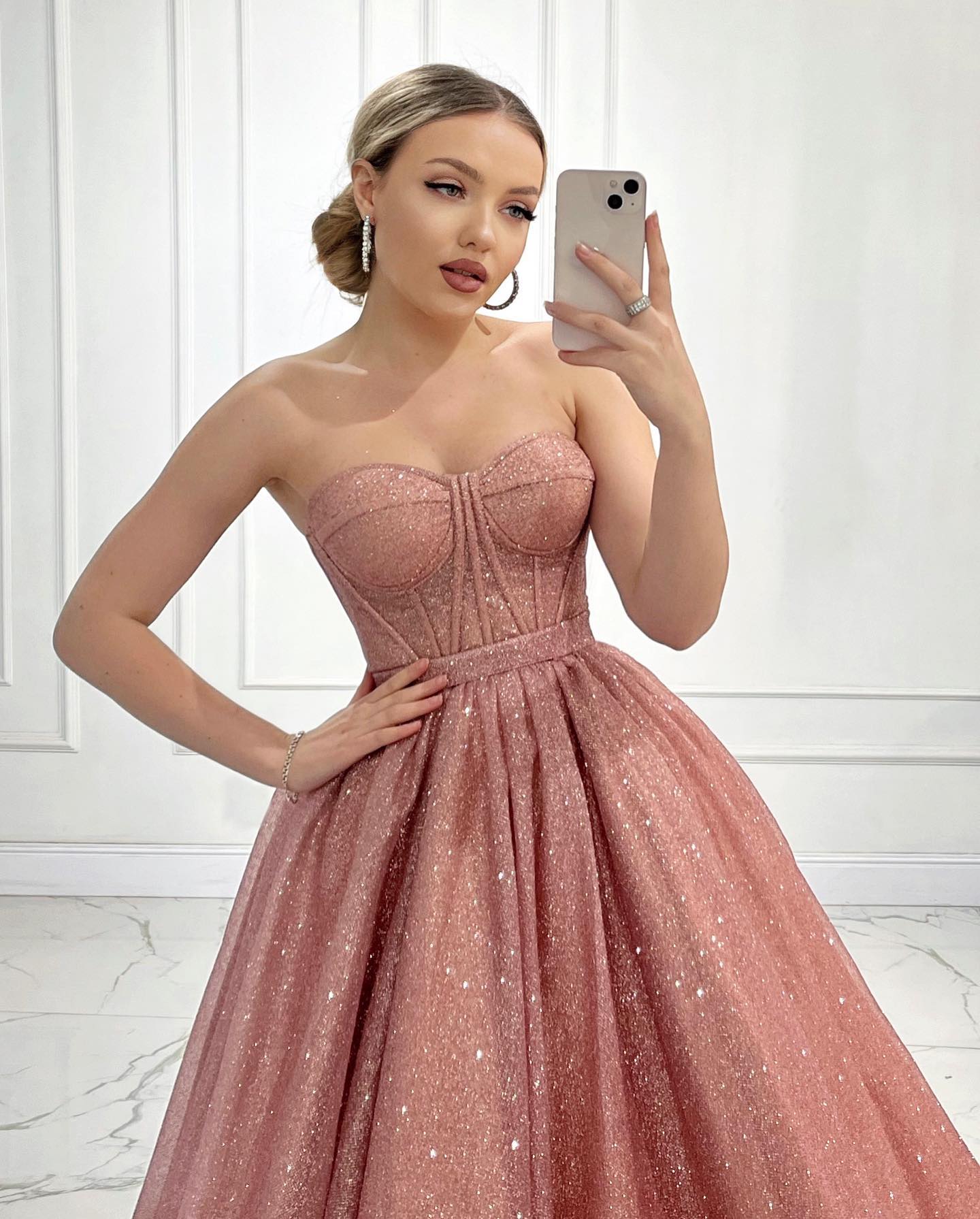 Pink Glitter Prom Dresses A E Bone Bodice Sweetheart Evening Pleats Tea Length Formal Long Special Ocn Party Dress 6660312