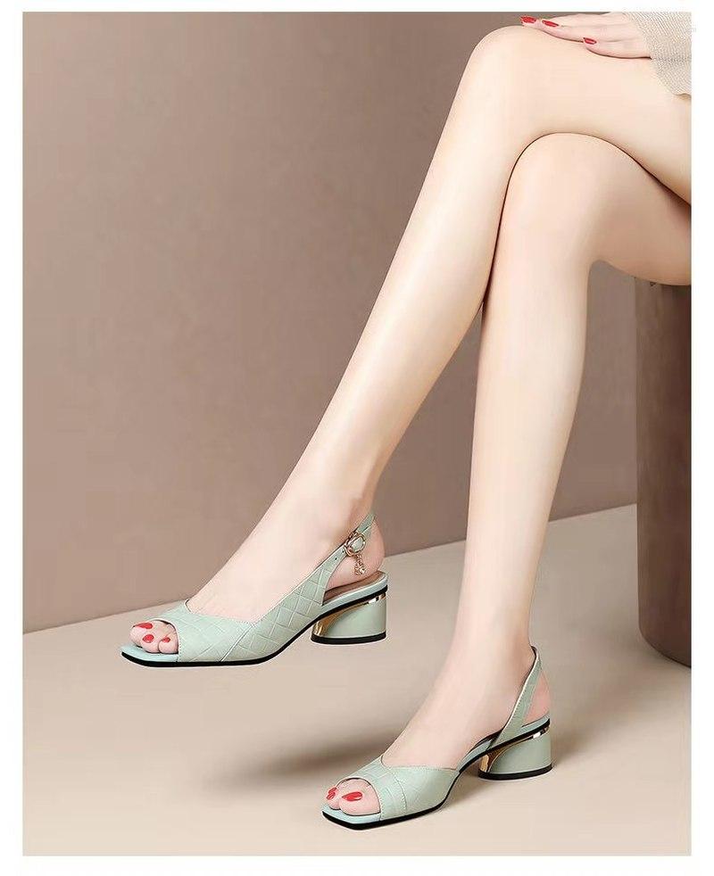 Dress Shoes Women Peep Toe Pumps Mid-heel Light Weight Green Slip On New Summer Lady Casual Escarpins Femme Tacones Mujer atillas 2023