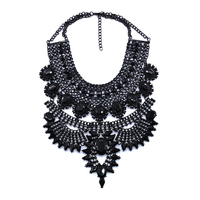 Chokers Indian Statement Large Collar Big Chokers Necklaces Women Fashion Crystal Rhinestones Maxi Long Bohemian Ethnic Necklace Jewelry 230921