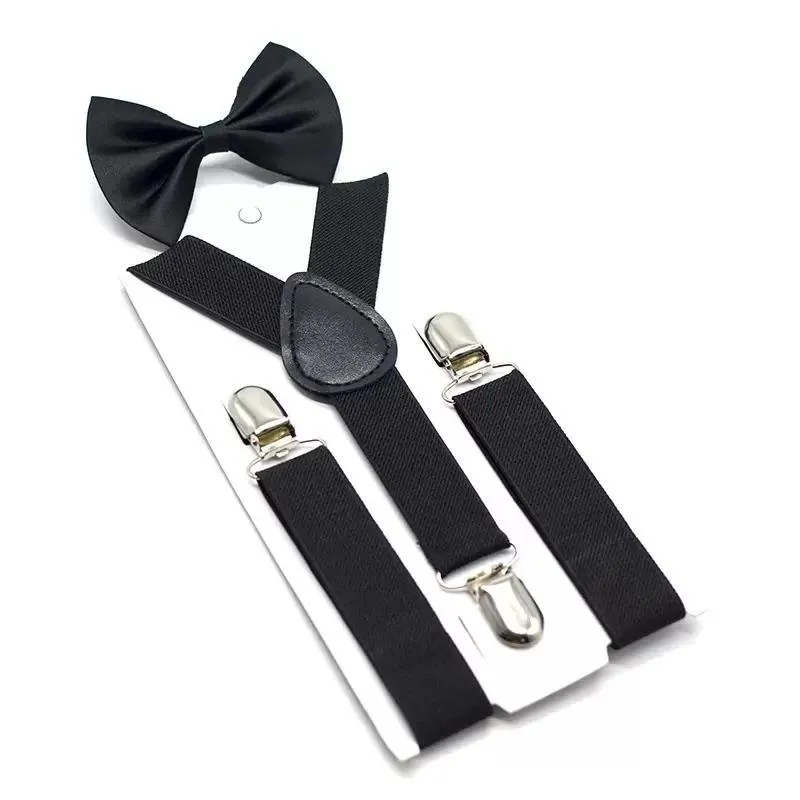 36 Color Kids Suspenders Set Boys Girls Braces Elastic Y-Suspenders with Bow Tie Fashion Belt for Children Baby 922