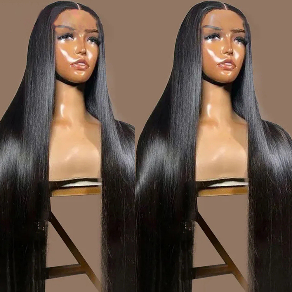 Brazilian Human Hair 150% Density Silky Straight 4*4 Glueless Wig 5X5 13X4 Lace Wigs 10-32inch Natural Color