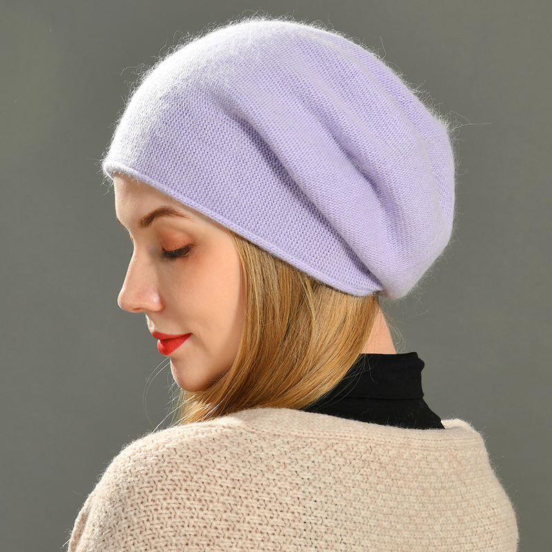 Beanie/Skull Caps Women Slouch Beanies Skullies High Quality Female Solid Cashmere Wool Knit Beanie Hat Girl Winter Warm Bonnet Outdoor 230921