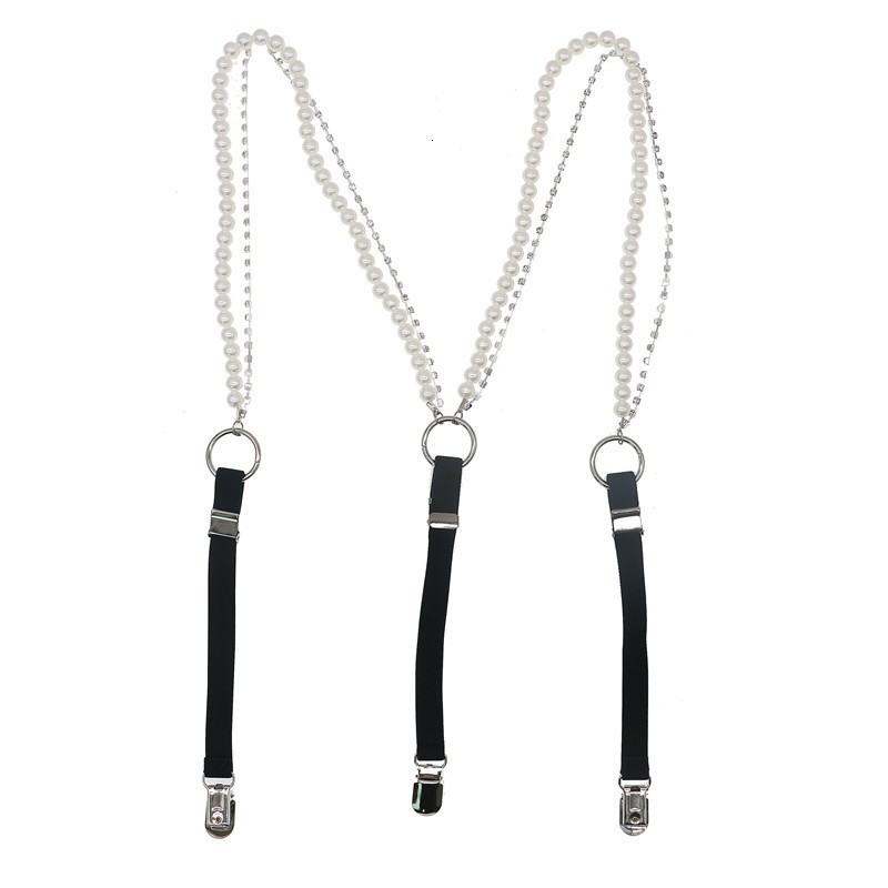 Suspenders Korean Style Pearl belt sweet white clothes suspender fashion match 2cm width bow tie connection creative accessories gift 230921