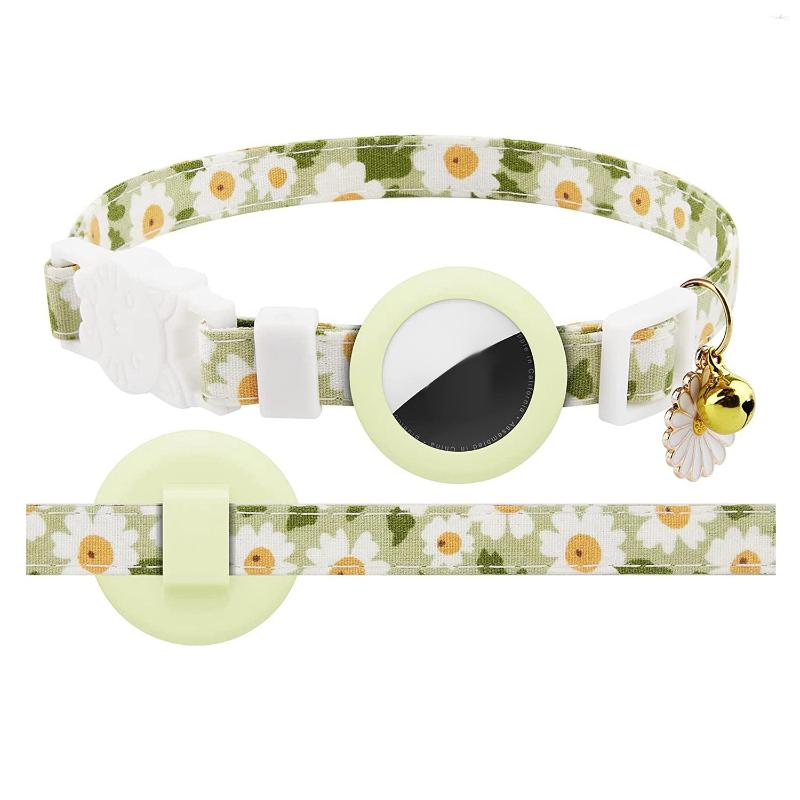 topstamp Dog Collars For Air Tag Cat Collar Kitten Breakaway With Silicone Holder Girl Boy Cats Green