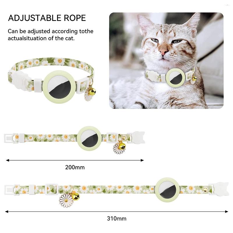 topstamp Dog Collars For Air Tag Cat Collar Kitten Breakaway With Silicone Holder Girl Boy Cats Green