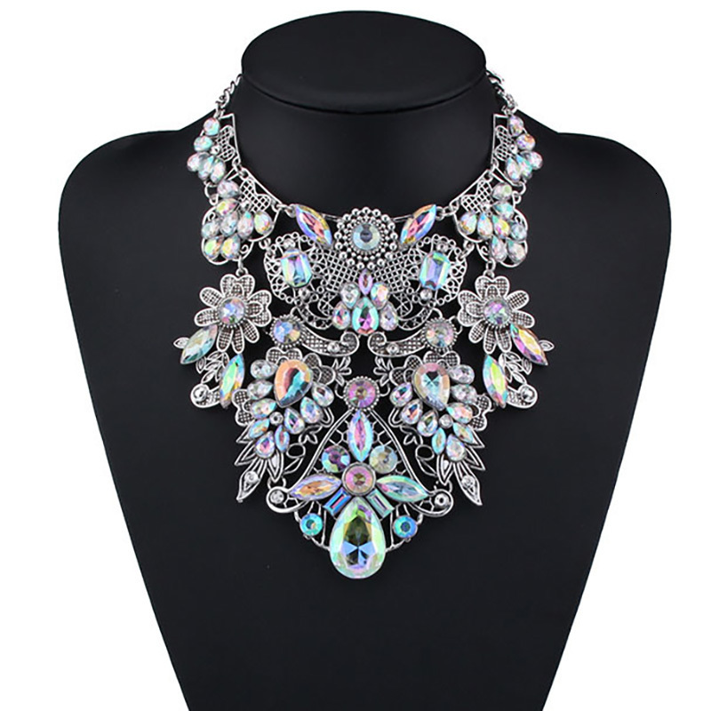 Chokers Fashion Crystal Rhinestone Tassel Statement Large Collar Necklace Women Indian Ethnic Vintage Big Chunky Charm Necklace Jewelry 230921