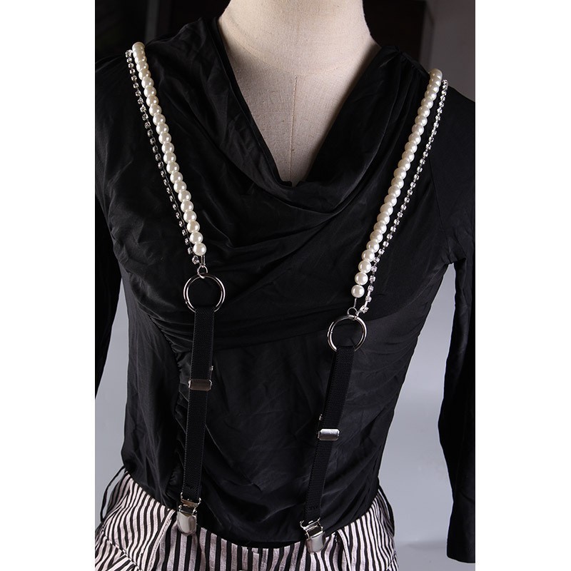 Suspenders Korean Style Pearl belt sweet white clothes suspender fashion match 2cm width bow tie connection creative accessories gift 230921