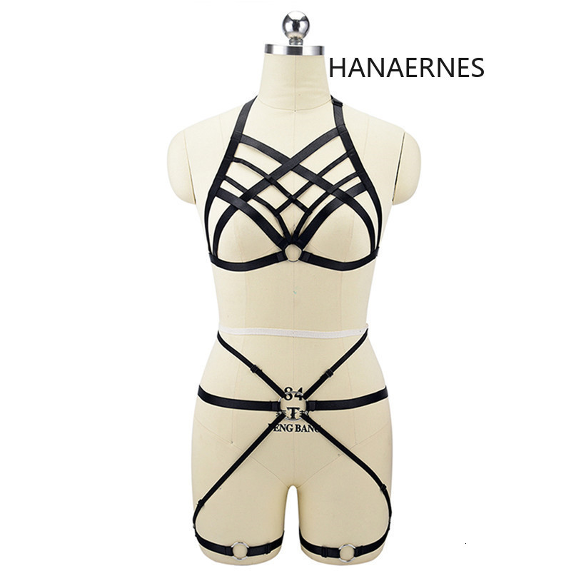 Suspenders HANAERNES Sexy 90's High Quality Lingerie Women's Fashion Punk Suspender Harajuku Gothic Combination Adult cage bra 230921