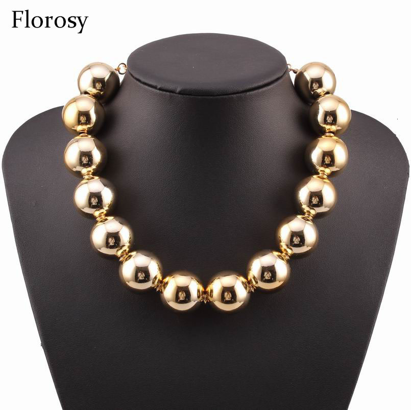 Chokers Sexy Statement Big Bead Ball Choker Necklace for Women Arrival Fashion Chunky Metal Maxi Alloy Necklace for Girls 230921