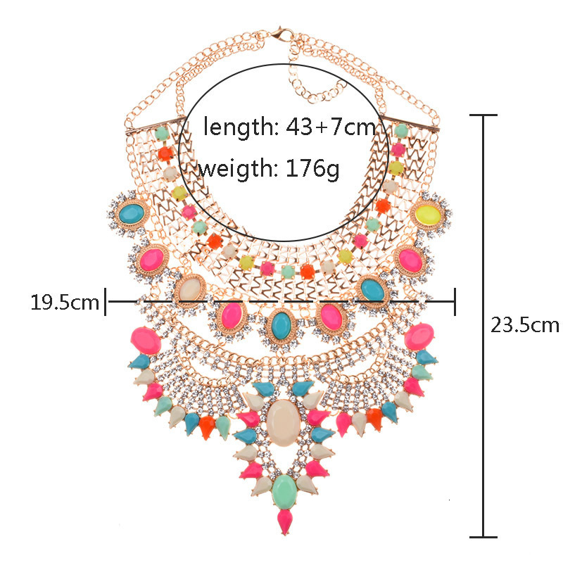 Chokers Indian Statement Large Collar Big Chokers Necklaces Women Fashion Crystal Rhinestones Maxi Long Bohemian Ethnic Necklace Jewelry 230921