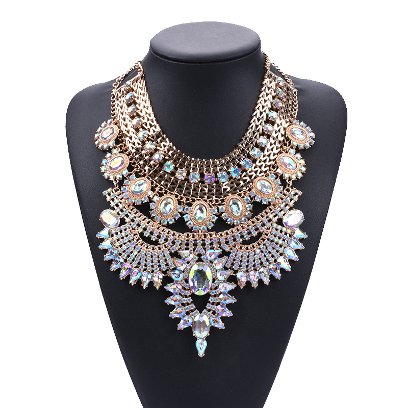 Chokers Fashion Crystal Rhinestone Tassel Statement Large Collar Necklace Women Indian Ethnic Vintage Big Chunky Charm Necklace Jewelry 230921