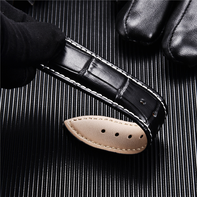 Watch Bands Classic Business Embossed Leather Strap with Stainless Steel Automatic Buckle Watchband 18mm 20mm 22mm 24mm Watch Straps 230922