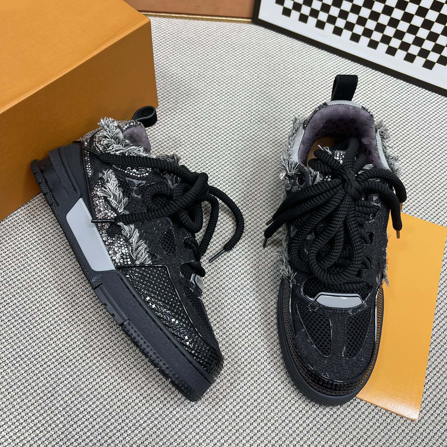 Designer Shoes Men Sneaker Calf Trainer Platform Sneakers Rubber Shoe Vintage Trainer Lace-up Shoes 38-45