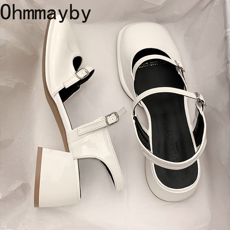 Dress Mary Jane Buckle Pumps Women Thick Heels Elegant Shallow Square Toe New Footwear Fashion Outdoor Lady Shoes 230921