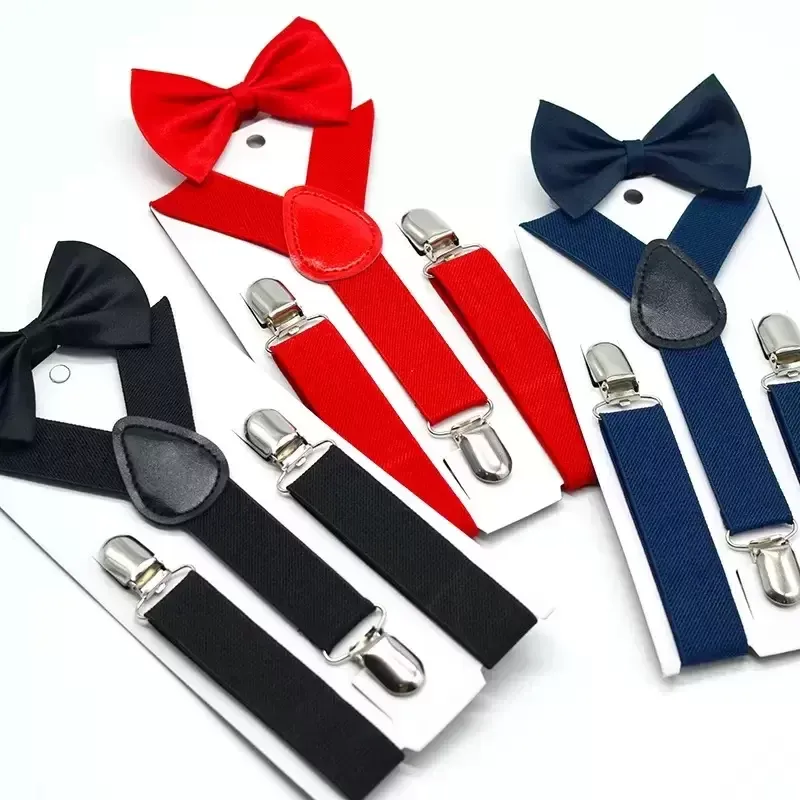 36 Color Kids Suspenders Set Boys Girls Braces Elastic Y-Suspenders with Bow Tie Fashion Belt for Children Baby 922