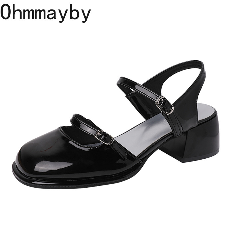 Dress Mary Jane Buckle Pumps Women Thick Heels Elegant Shallow Square Toe New Footwear Fashion Outdoor Lady Shoes 230921