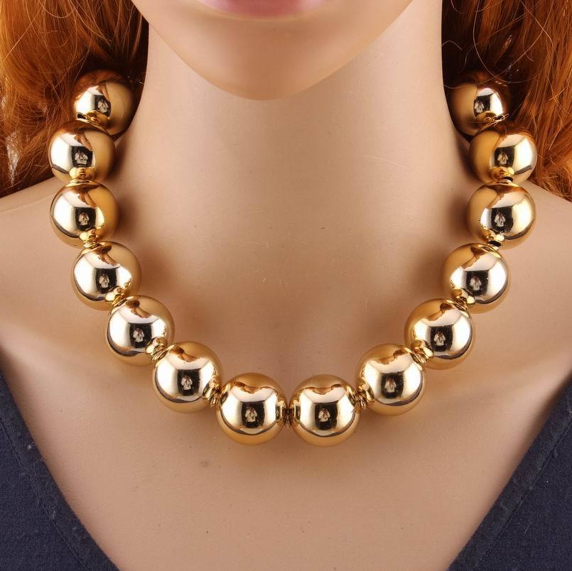 Chokers Sexy Statement Big Bead Ball Choker Necklace for Women Arrival Fashion Chunky Metal Maxi Alloy Necklace for Girls 230921