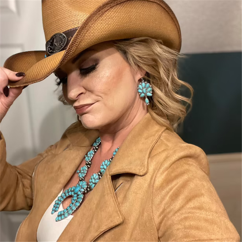 Chokers Squash Blossom Turquoise Bib Necklace Southwestern Jewelry Boho Envious Green Howlite Stone Tribal Statement Necklace Cowgirl 230921