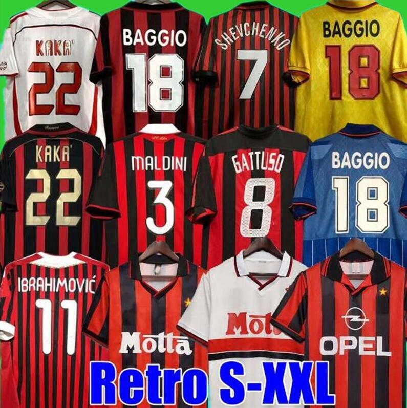 90 91 Retro shirts SOCCER JERSEYS 95 96 97 Gullit 01 02 03 12 14 15 Maldini Van Basten football KAKA Inzaghi 06 07 PIRLO SHEVCHENKO BAGGIO MIlans JERSEY 888999