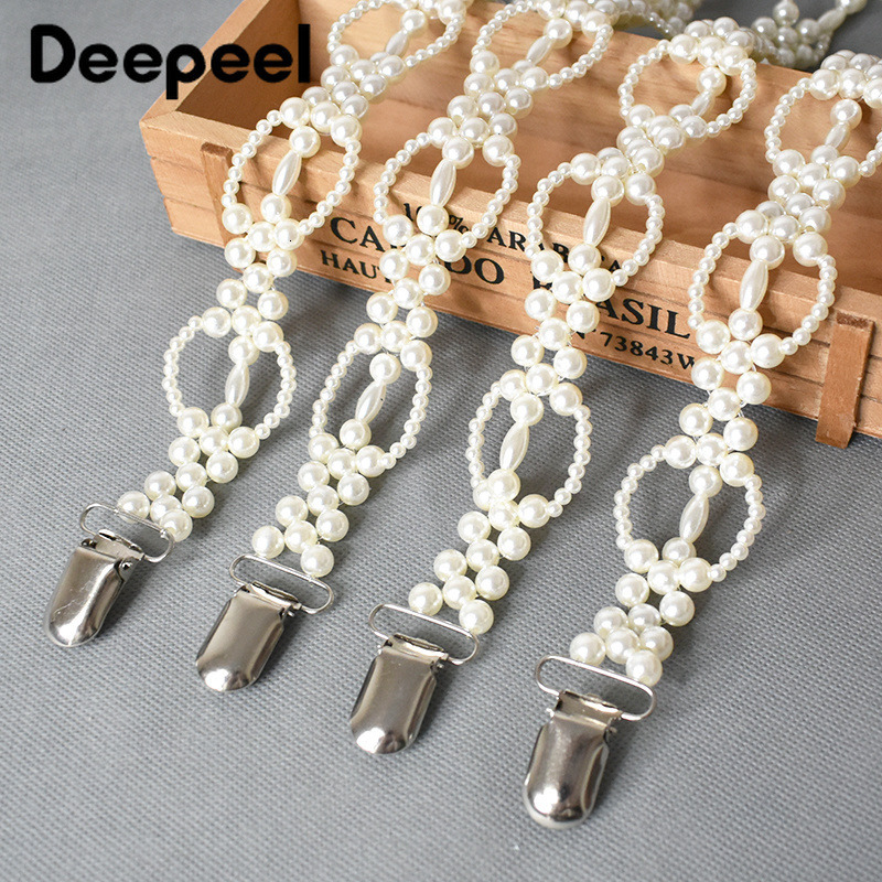 Suspenders Deepeel 1pairs 69*2cm Fashion Pearl Chain Decoration Suspenders Adjustable Trouser Bead Strap Female Waist Corset Braces 230921