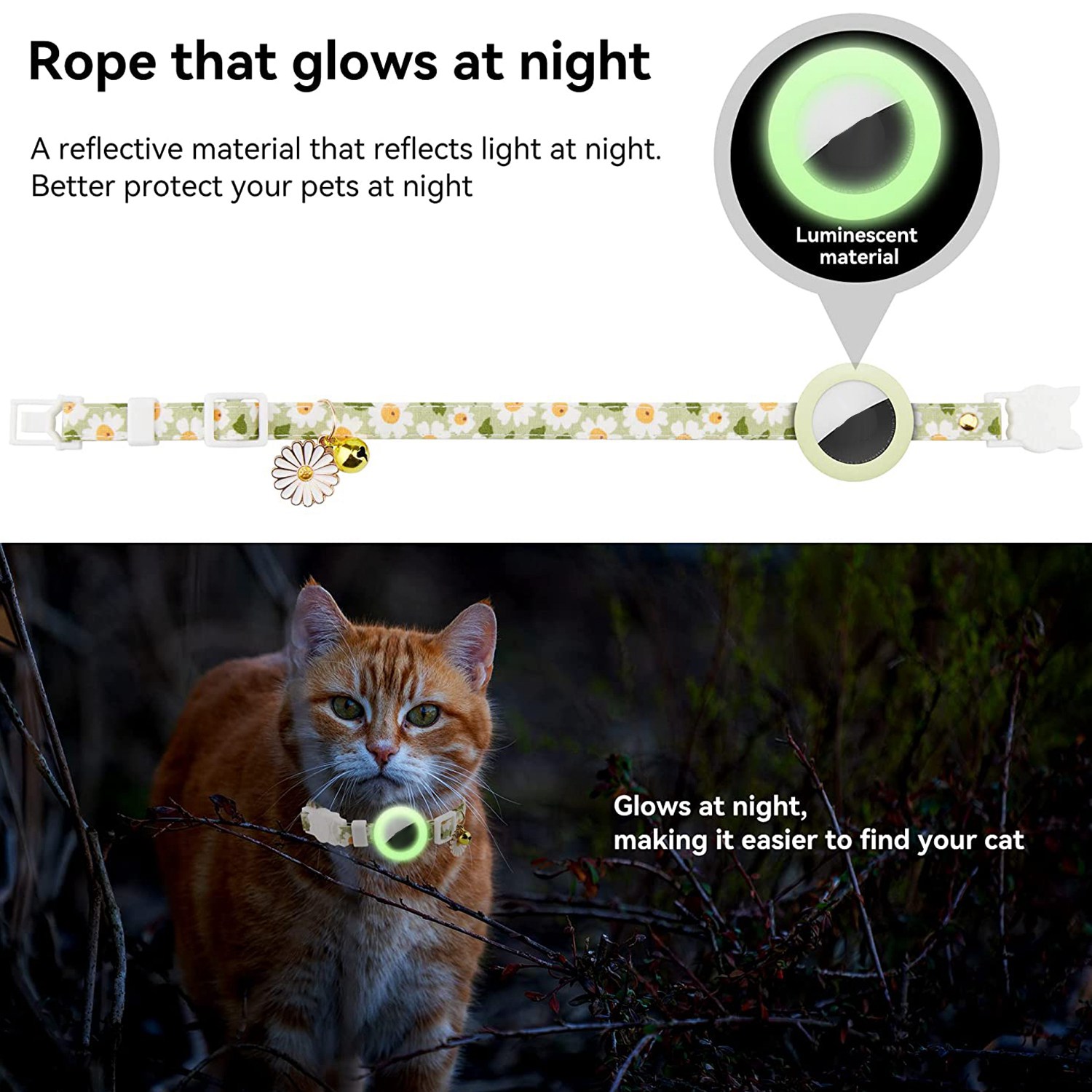 topstamp Dog Collars For Air Tag Cat Collar Kitten Breakaway With Silicone Holder Girl Boy Cats Green