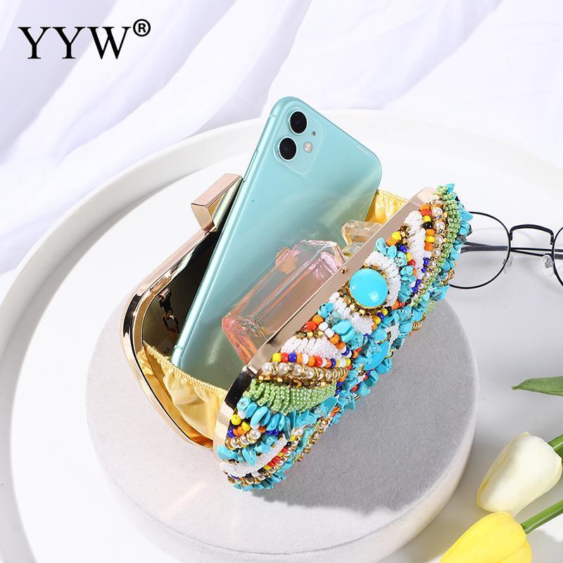 Evening Bags Bohemia Beading Evening Clutch Bag Contrast Colors Summer Hand Bags Wedding Bridal Party Purse Clutch Purse Pochette Femme 230921
