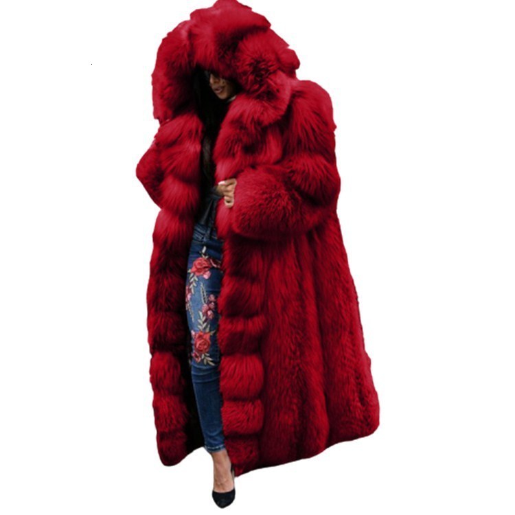 Women s Fur Faux Winter Long 2023 Coat Loose Fashion Warm Thick Hooded 230922