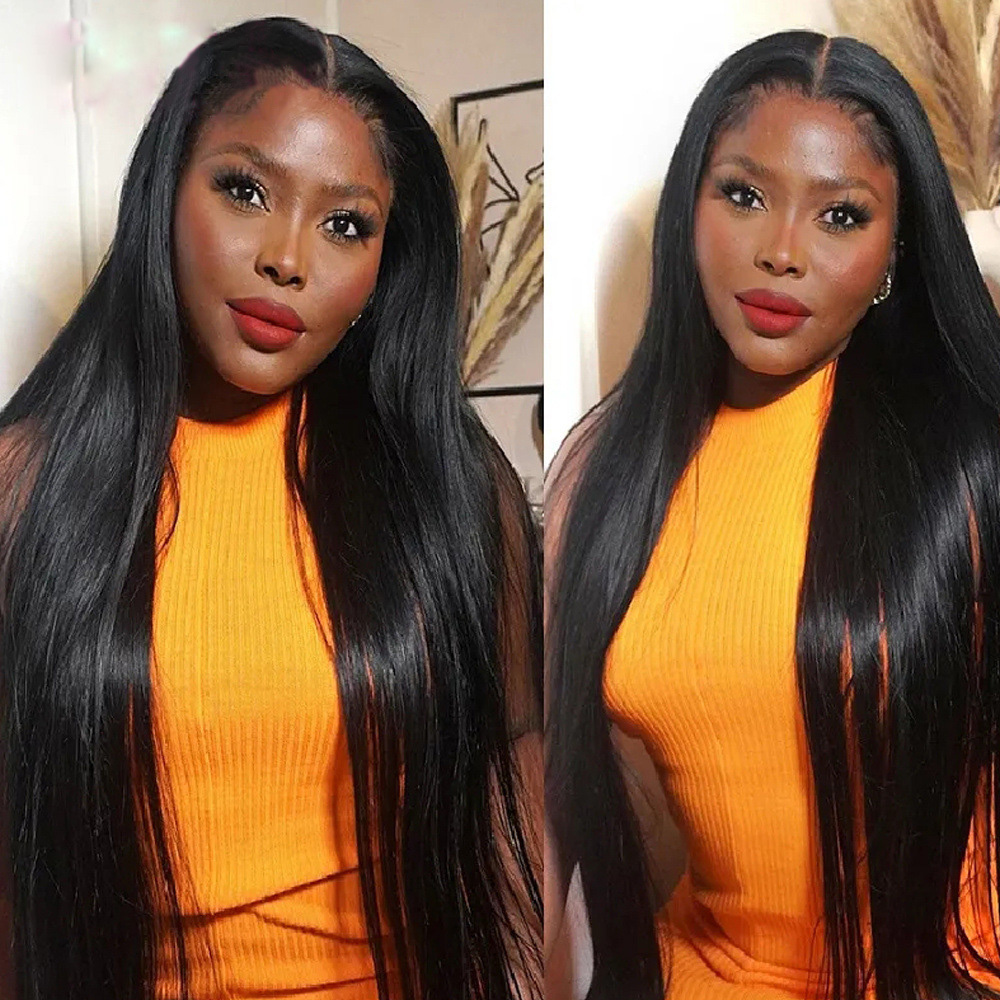 Brazilian Human Hair 150% Density Silky Straight 4*4 Glueless Wig 5X5 13X4 Lace Wigs 10-32inch Natural Color