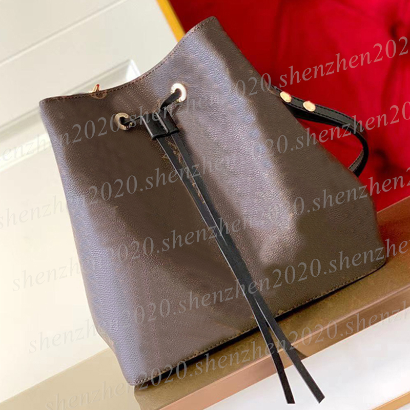 Leather Version Fashion Women's Handbag Shoulder Bag Shopping Bags Bucket Drawstring Bag 26x26x17.5cm