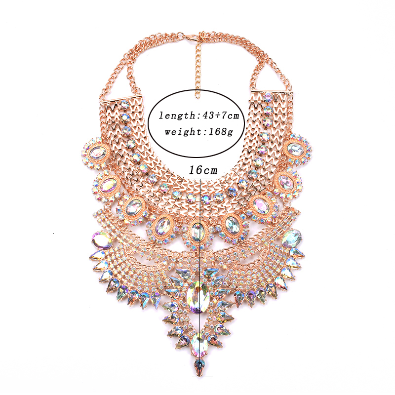 Chokers Indian Statement Large Collar Big Chokers Necklaces Women Fashion Crystal Rhinestones Maxi Long Bohemian Ethnic Necklace Jewelry 230921