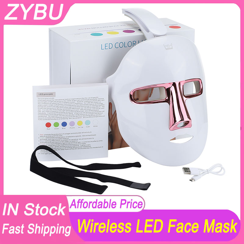 Most Popular Wireless Facial Skin Care Machine Face 7 Color LED Light Photon Red Light Therapy led facial Mask Skin Rejuvenation Face Whitening Wrinkl