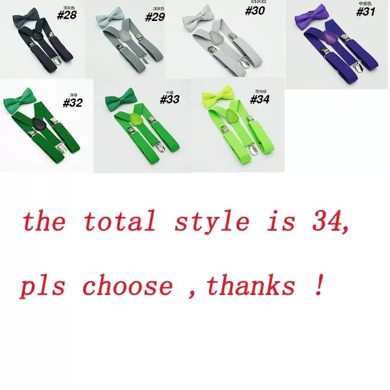 36 Color Kids Suspenders Set Boys Girls Braces Elastic Y-Suspenders with Bow Tie Fashion Belt for Children Baby 922