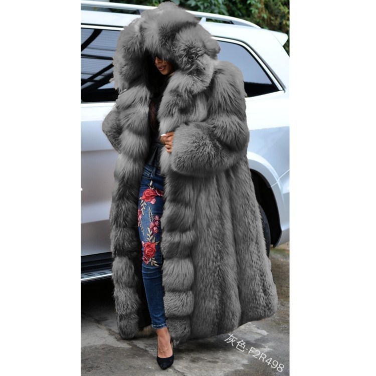 Women s Fur Faux Winter Long 2023 Coat Loose Fashion Warm Thick Hooded 230922