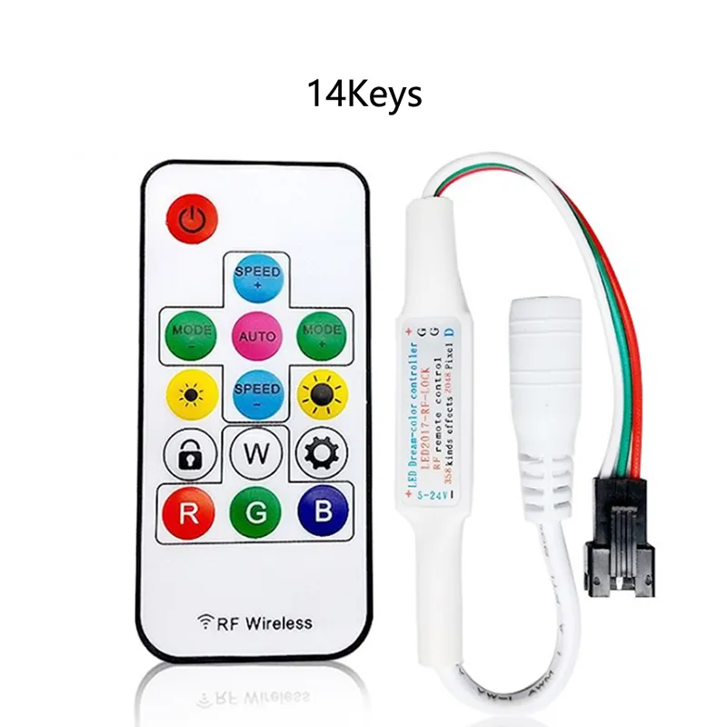 Magic RGB LED Controller 3Keys RF 14/17Keys LED Pixel Strip Light Controller For WS2811 WS2812B SK6812 UCS1903 LL