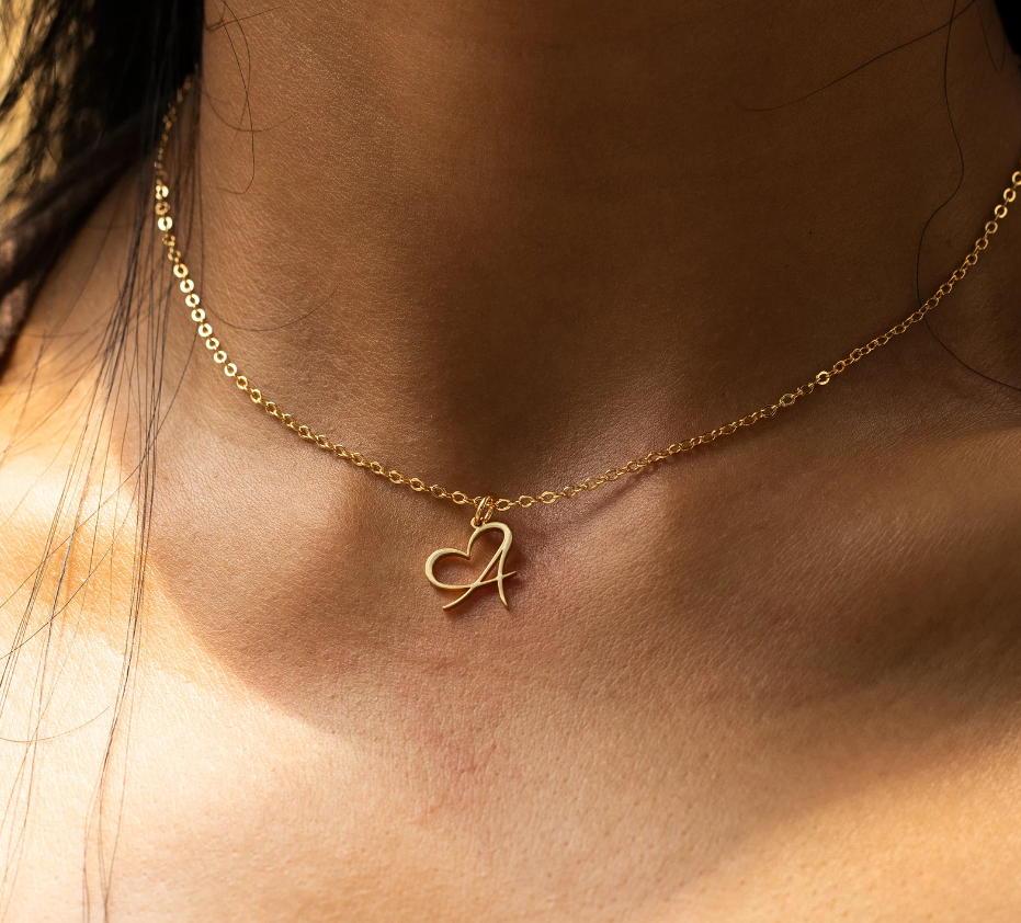 Heart Initial Letter Necklace for Women Gold Color Stainless Steel Heart Necklace Aesthetic Jewelry Christmas Gift