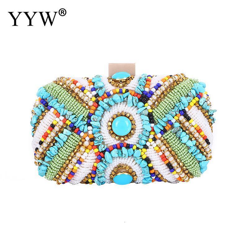 Evening Bags Bohemia Beading Evening Clutch Bag Contrast Colors Summer Hand Bags Wedding Bridal Party Purse Clutch Purse Pochette Femme 230921