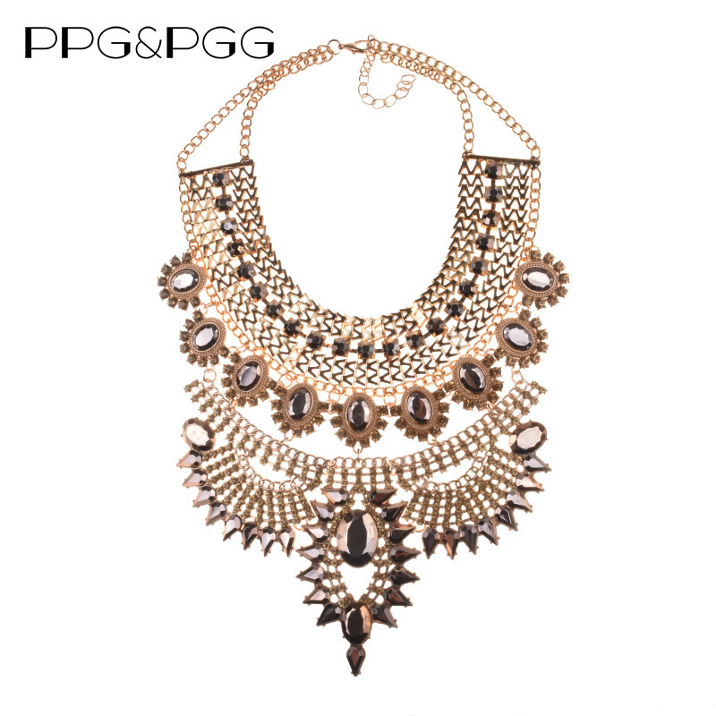 Chokers Indian Statement Large Collar Big Chokers Necklaces Women Fashion Crystal Rhinestones Maxi Long Bohemian Ethnic Necklace Jewelry 230921