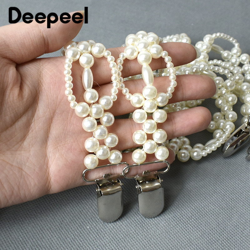 Suspenders Deepeel 1pairs 69*2cm Fashion Pearl Chain Decoration Suspenders Adjustable Trouser Bead Strap Female Waist Corset Braces 230921