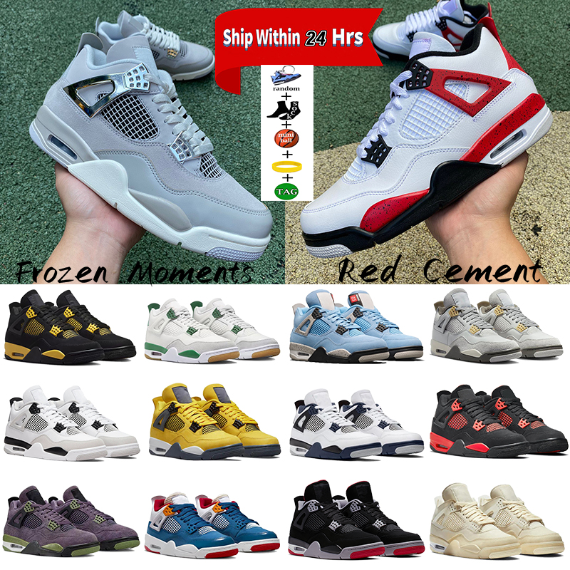 Thunder University Blue 4 4s Men Basketball Shoes Frozen Moments Military Black Red Cement Pine Green Black Cat Tour Yellow Pure Money Mens Sport