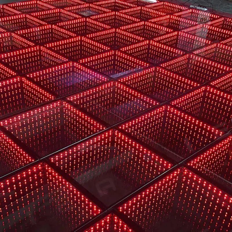 8pcs party led dance floor Nightclub dj show wedding stage decoration 50x50cm glass 3D Mirror Magnet LED Dancing Floor