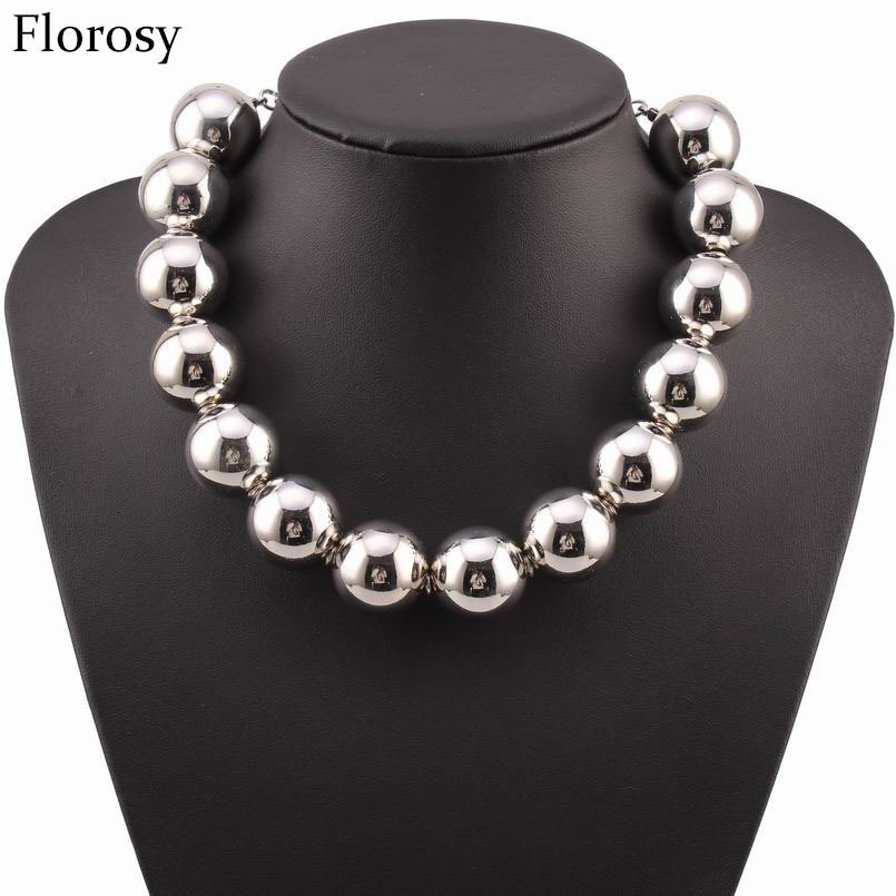 Chokers Sexy Statement Big Bead Ball Choker Necklace for Women Arrival Fashion Chunky Metal Maxi Alloy Necklace for Girls 230921