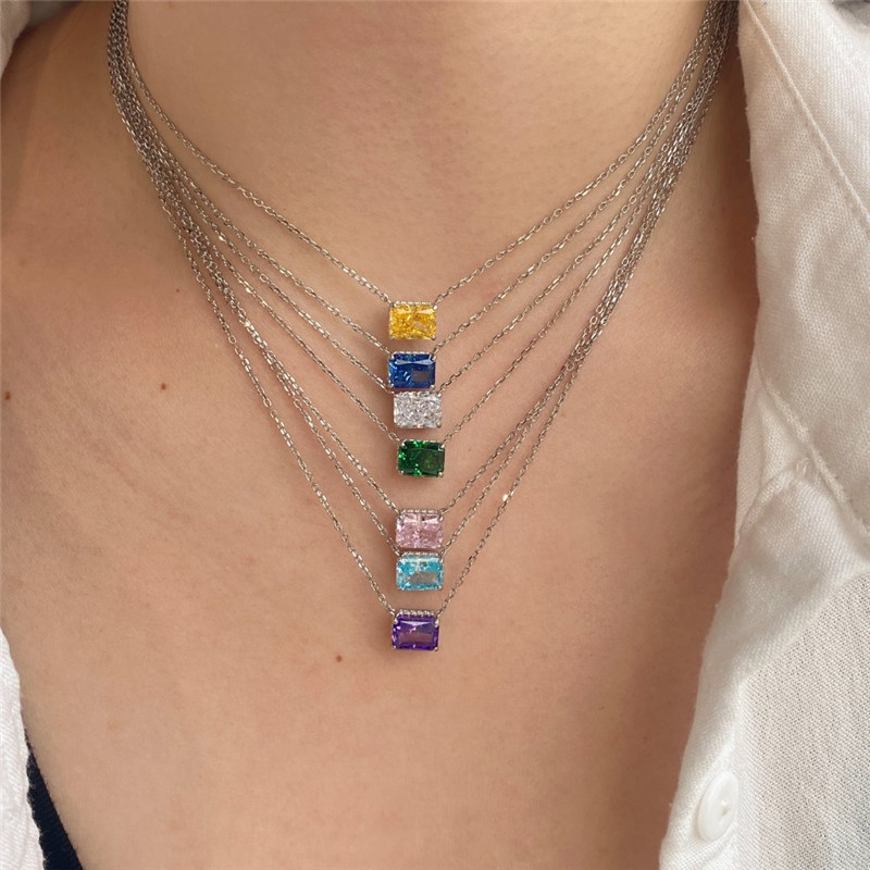 6x8mm diamond designer pendant necklace for woman s925 sterling silver green blue yellow 8A cubic Moissanite pear 18k gold necklaces choker luxury jew